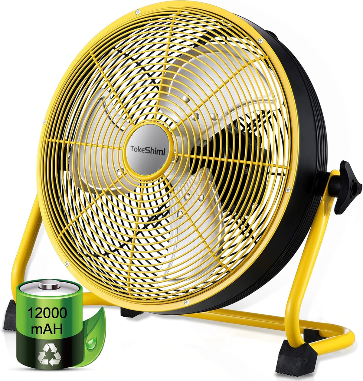 Cordless Rechargeable 12 Inch Floor Fan with Metal Blade R762
