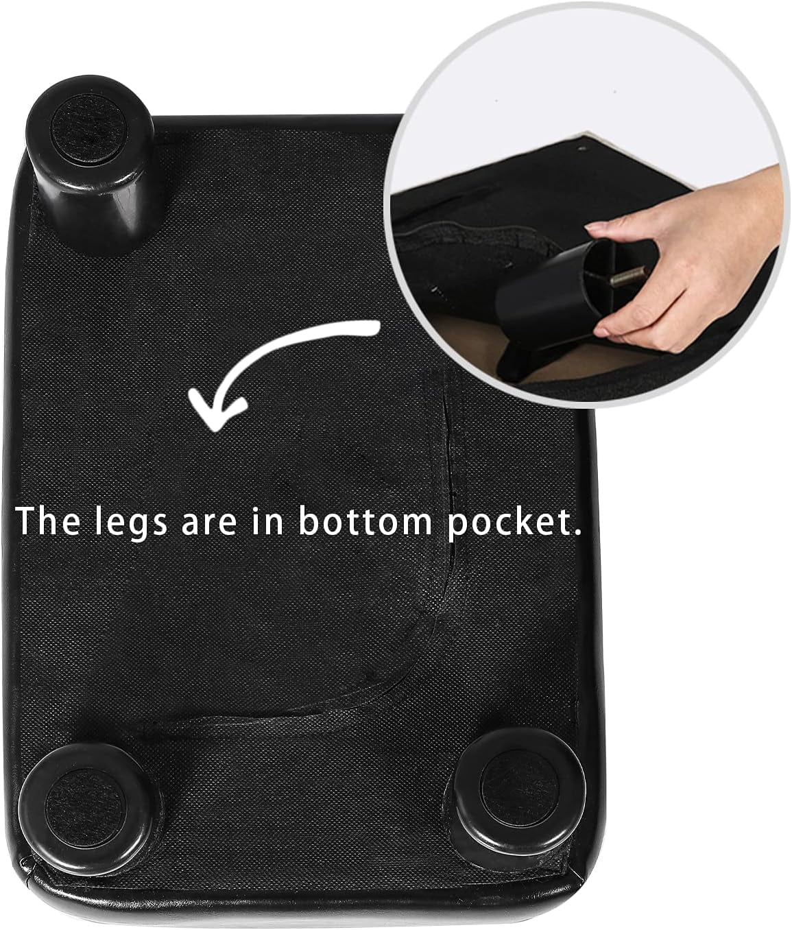 Black Faux Leather Rectangular Footrest Ottoman A505950
