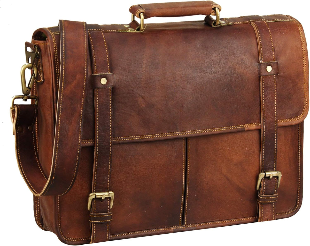Brown Vintage Leather Laptop Messenger Bag M51036