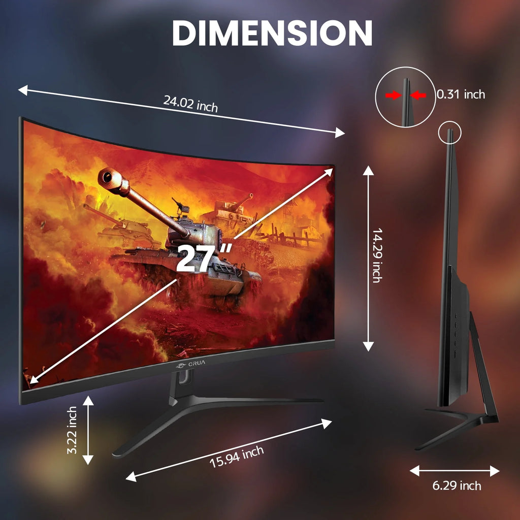 27 Curved Gaming Monitor FHD 1080P 165Hz Black A848
