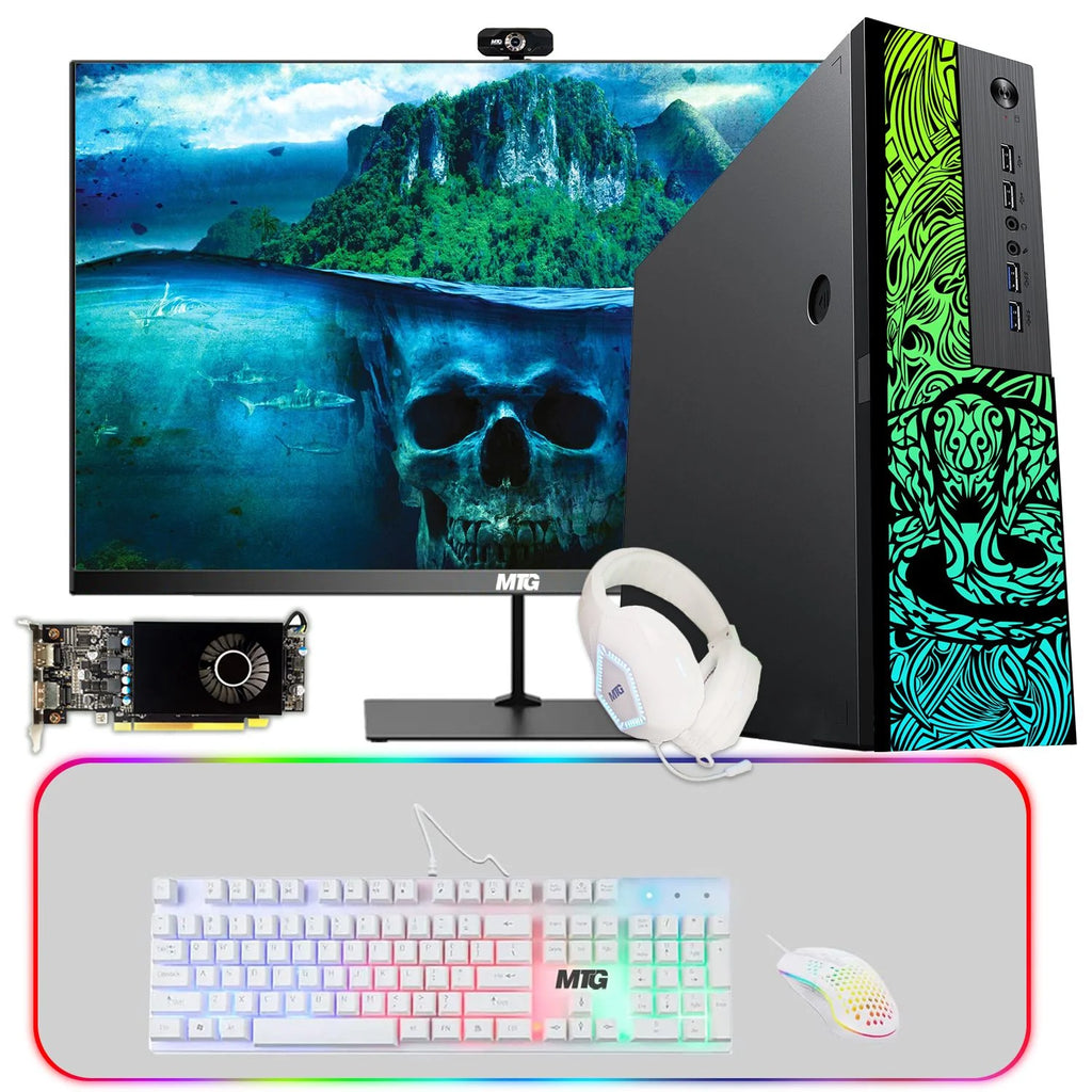 Restored Gaming Desktop PC, Intel Core i5 12th Gen, AMD RX 550, 16GB RAM, 1TB SSD, 4TB HDD, 24 Inch LED Monitor, Win 11 Home (Refurbished) K93339