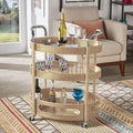Light Oak Wood Oval Bar Cart Q39052