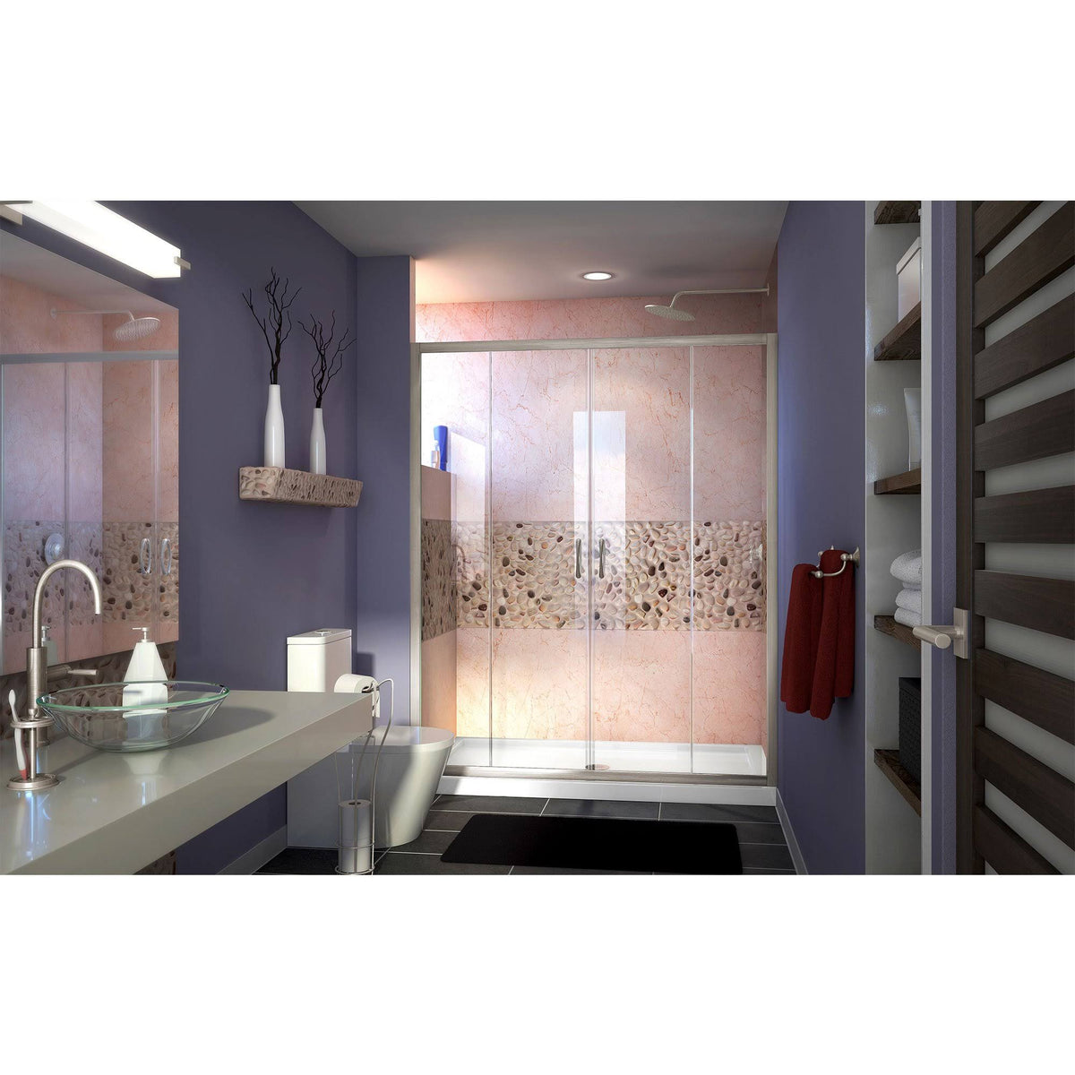Sliding Shower Door and Shower Base Center Drain K241346
