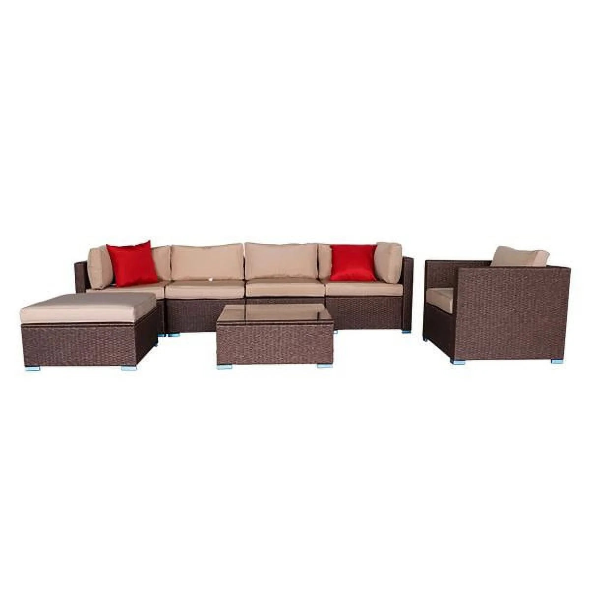 7 Pieces PE Wicker Rattan Corner Sofa Set M715