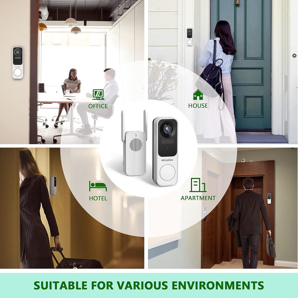 Wireless 2K Doorbell Camera with Base Station, Night Vision, Two-Way Audio Y13335