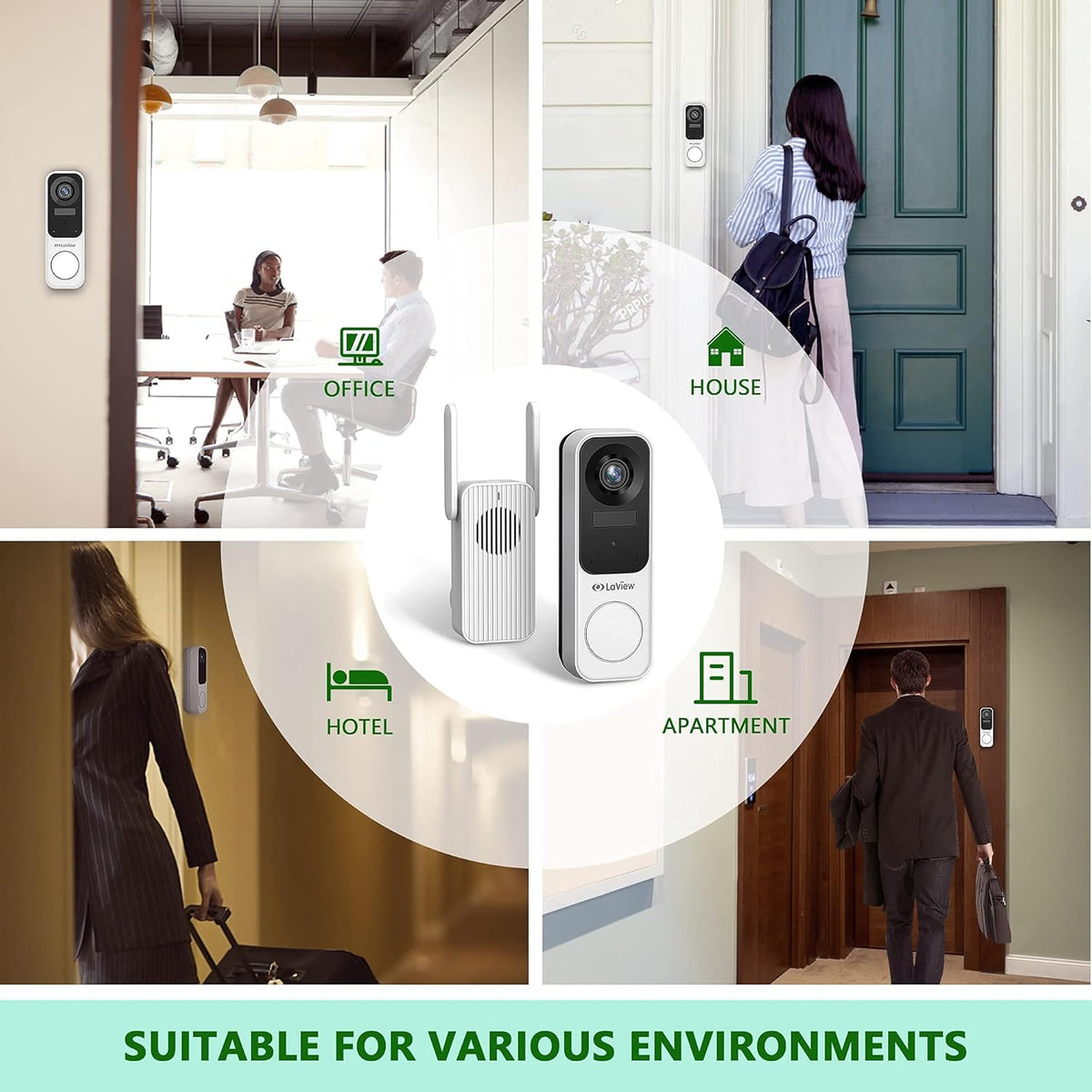 Wireless 2K Doorbell Camera with Base Station, Night Vision, Two-Way Audio Y13335