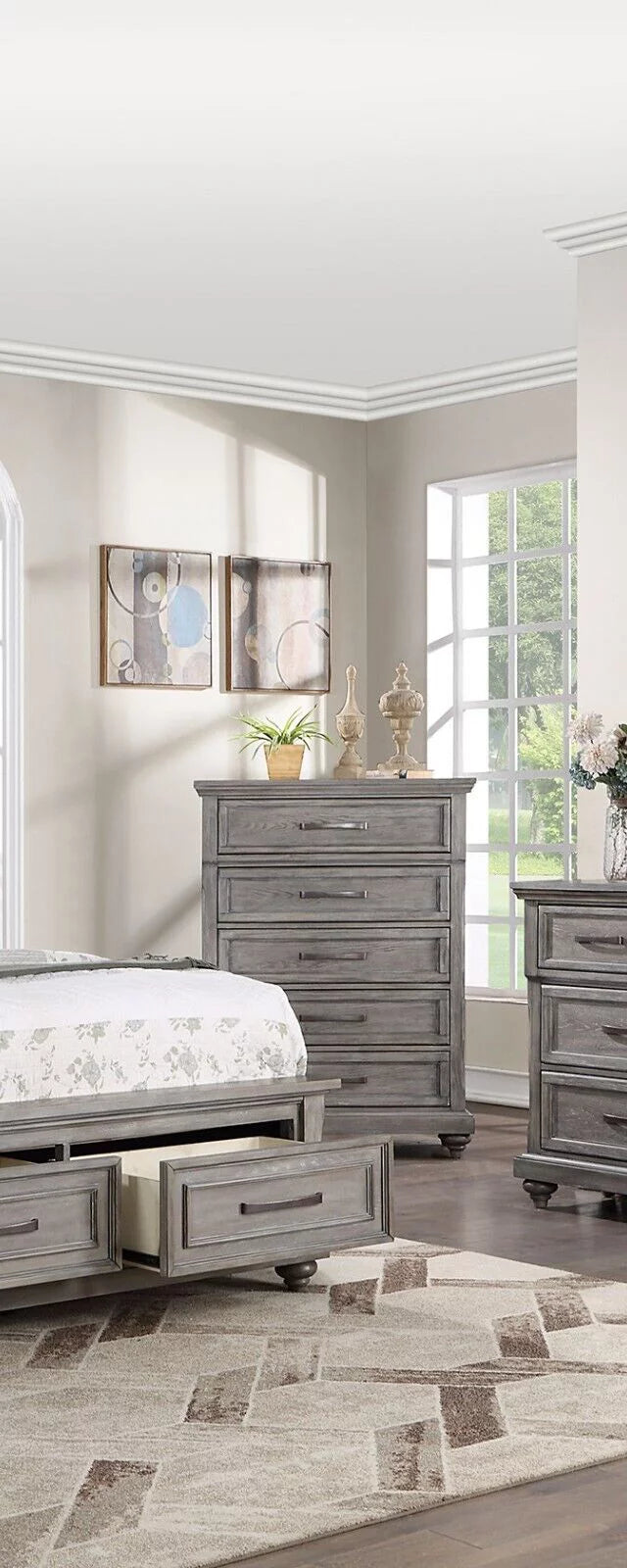 Contemporary Grey 6pc Queen Size Bedroom Furniture Set L800052