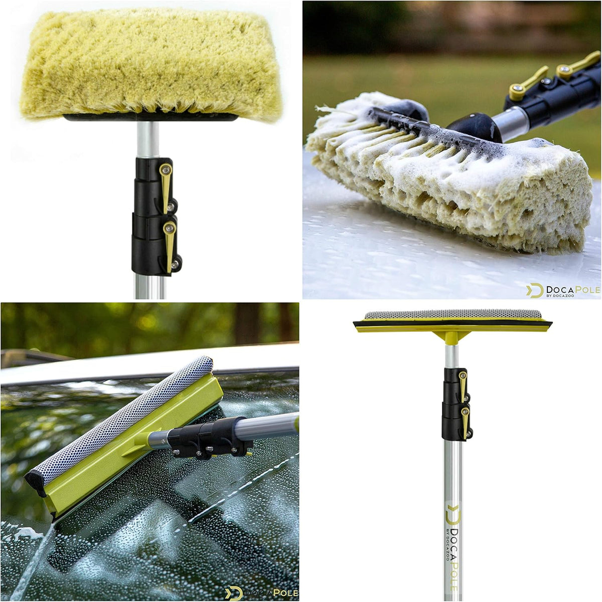 5-12 Foot Car Cleaning Kit with Soft Car Wash Brush, Car Squeegee, Car Wash Mitt, Microfiber Cleaning Head & Extension Pole N47685