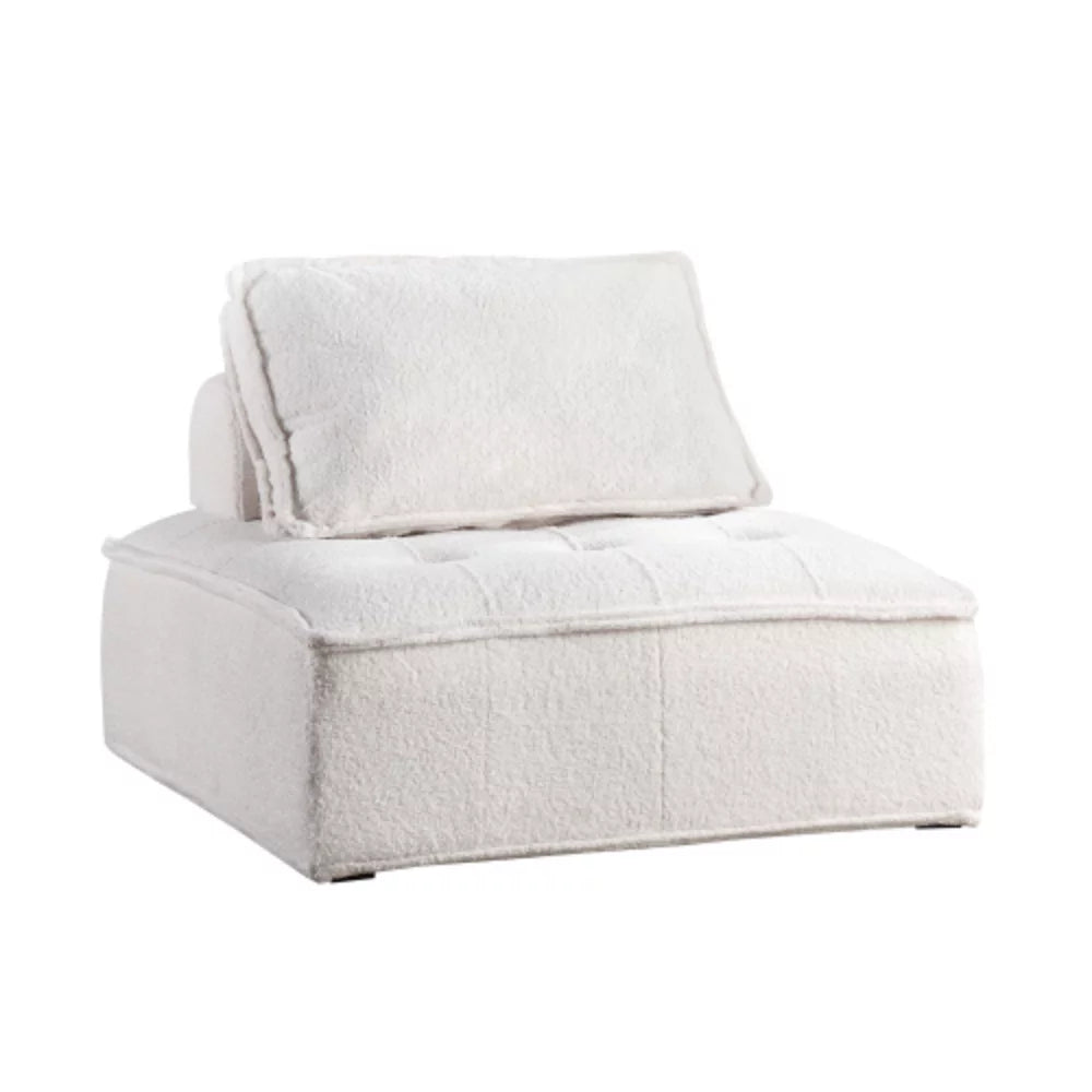 White Lambskin Sherpa Oversized Armless Accent Chair Y40854