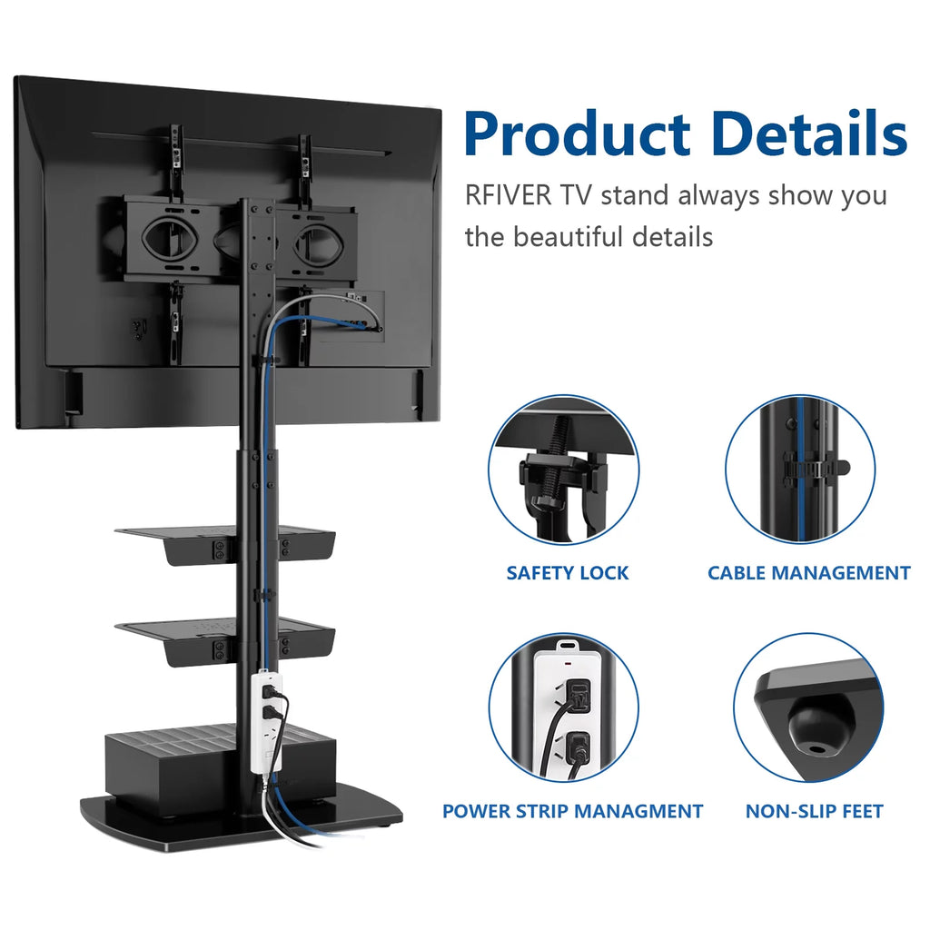 Black Metal Floor TV Stand up to 65 inch H863071