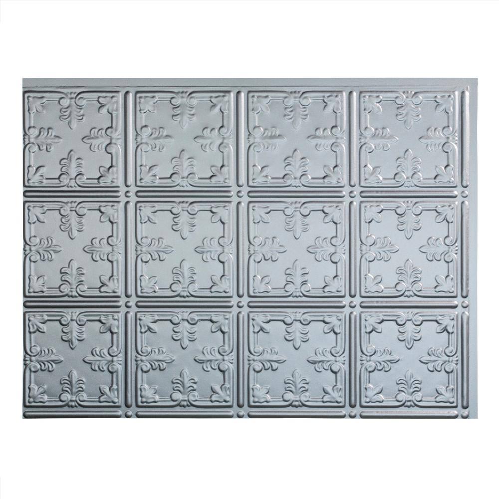 10 Decorative Vinyl Backsplash Panel 18in x 24in Argent Silver (5 Pack) E7864