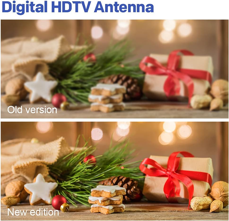 Indoor HDTV Antenna with Amplifier Signal Booster, 4K 1080p, 13.3ft Coax Cable, Pack of 2 T381648