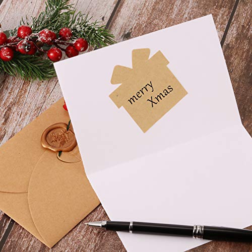 300 Pcs Brown Kraft Paper Christmas Gift Tags Stickers 2.5 x 2.5 Inches P496728
