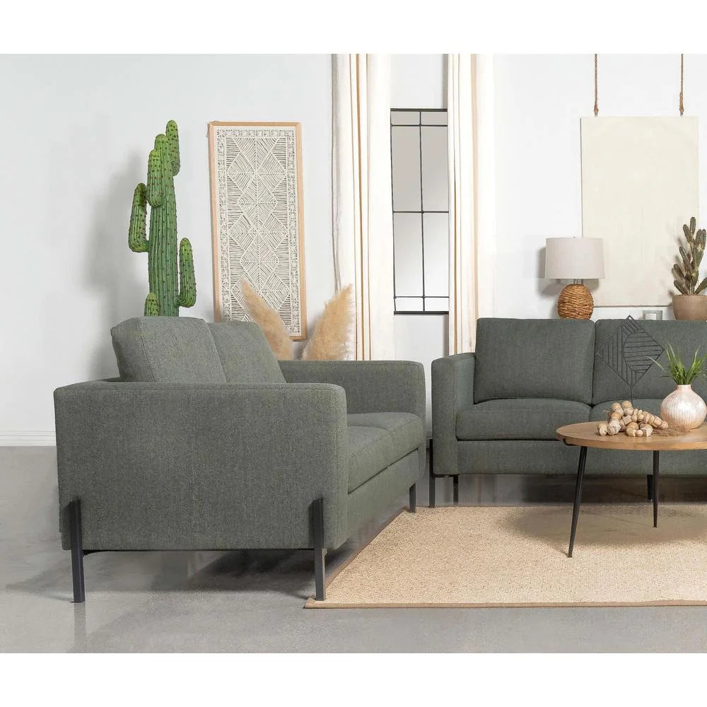Sage Upholstered Fabric Loveseat with Track Arms X93945