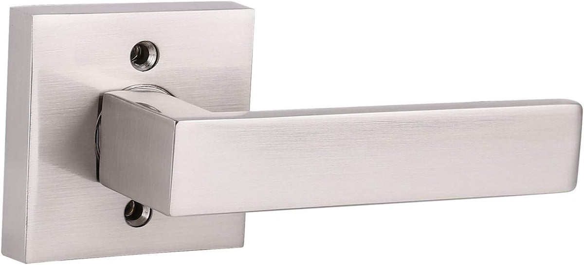 Brushed Nickel Square Entrance Door Lever with Deadbolt Locksets, 2 Pack Z98536