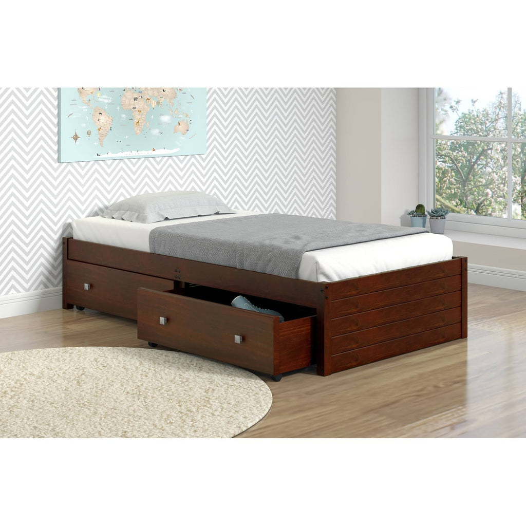 Dark Cappuccino Kids Twin Footboard Panel Bed with Drawers K95771