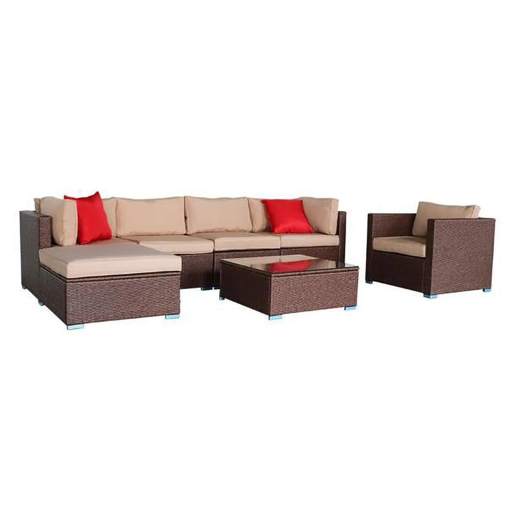 7 Pieces PE Wicker Rattan Corner Sofa Set M715