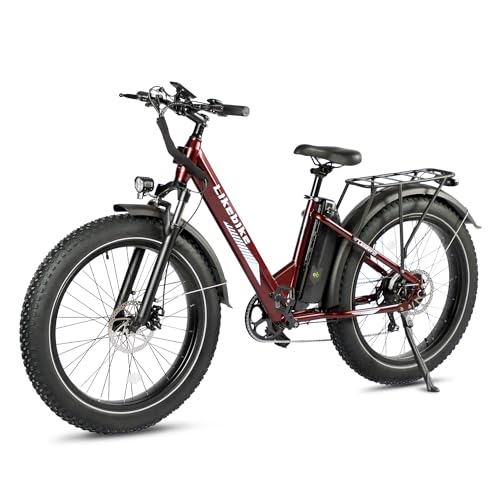 26" Fat Tire Electric Mountain Bike with 48V 13Ah Battery 7-Speed Front Suspension I69787