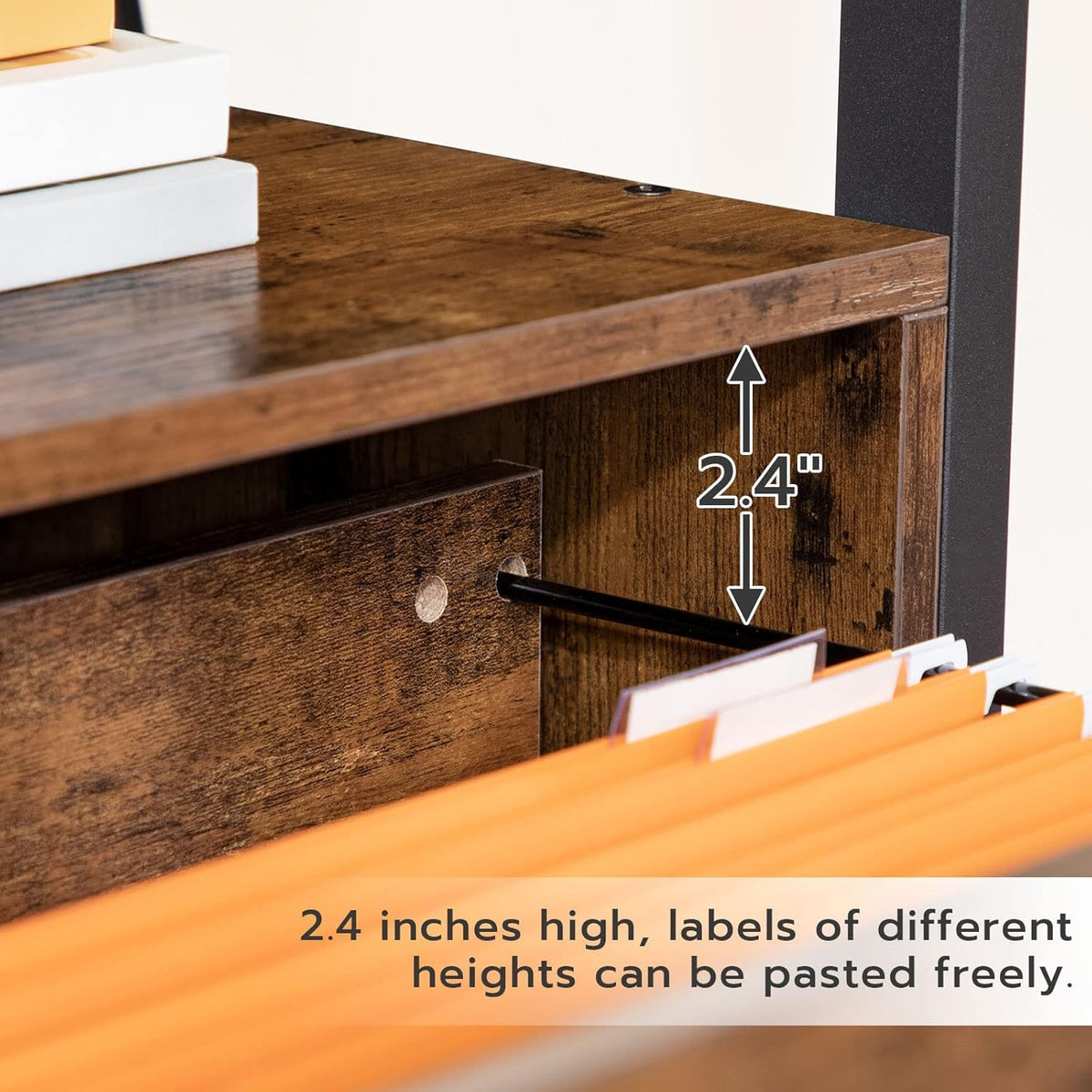 Rustic Brown Lateral File Cabinet with Storage Shelves V4239