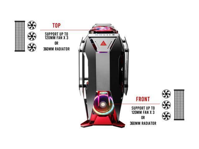 Black Red Aluminum ATX Mid Tower Computer Case D581972