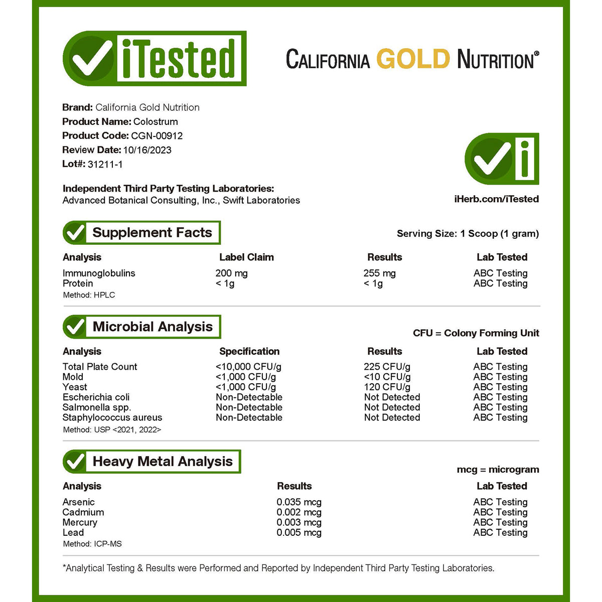 Colostrum, 7.05 oz (200 g) W426414