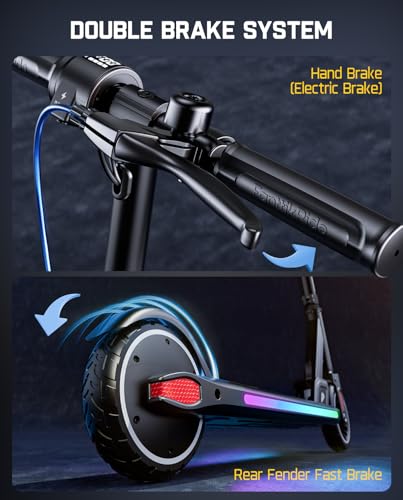 Electric Scooter with LED Lights, Bluetooth Speaker, Adjustable Height, Foldable X389326