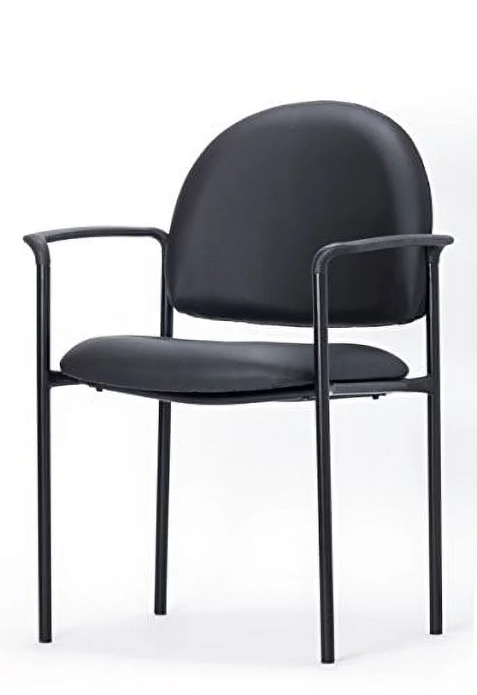 Stackable Guest Chair with Arms Black Vinyl T8647