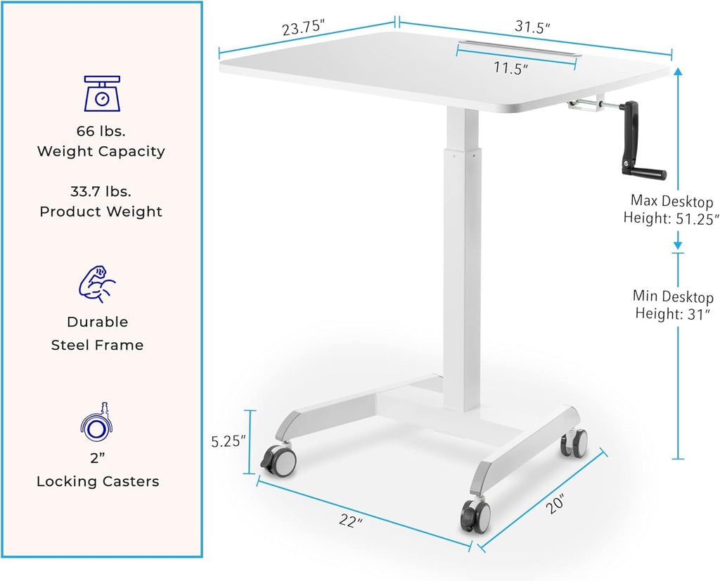 White 31in Portable Standing Desk I677