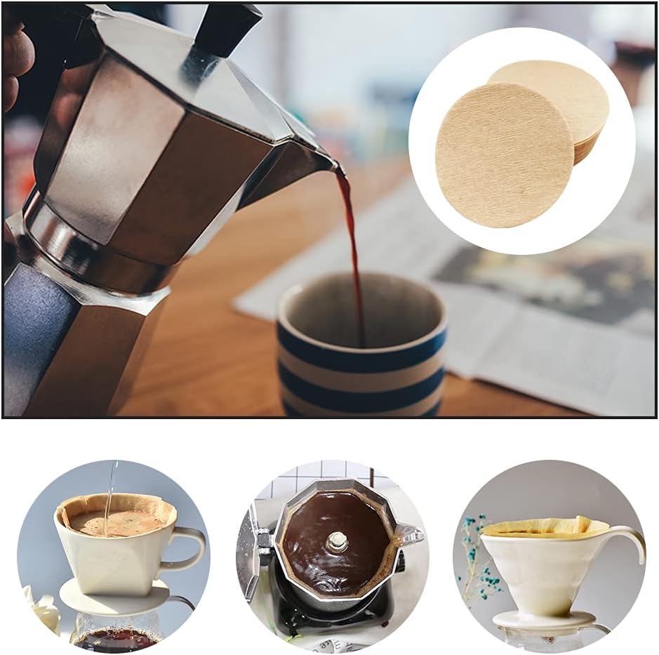 400Pcs Unbleached Brown Round Paper Coffee Filter A823308