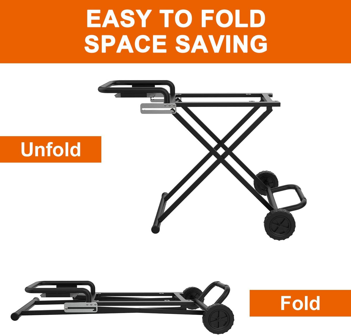 Folding Grill Cart with Side Shelf X1336
