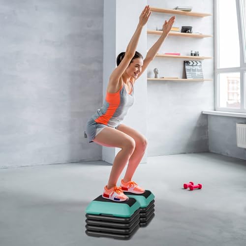 16" x 16" Adjustable Aerobic Stepper with 4 Risers, Green Q215