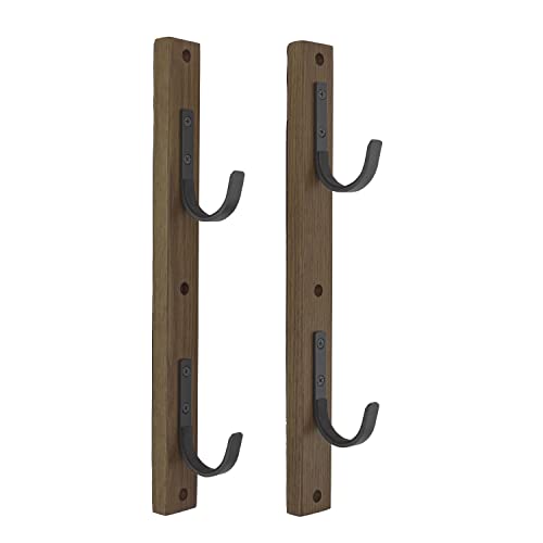 Brown/Black Wood Rifle Rack with Metal Hooks O88014
