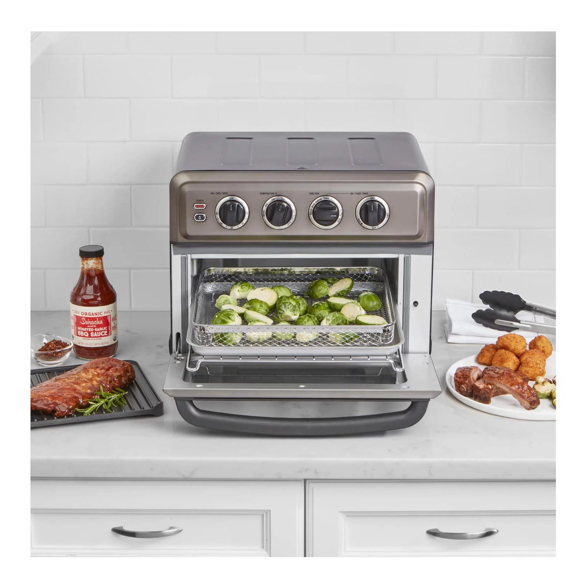 Black AirFryer Oven with Grill and Spatula and Tongs Set E639746