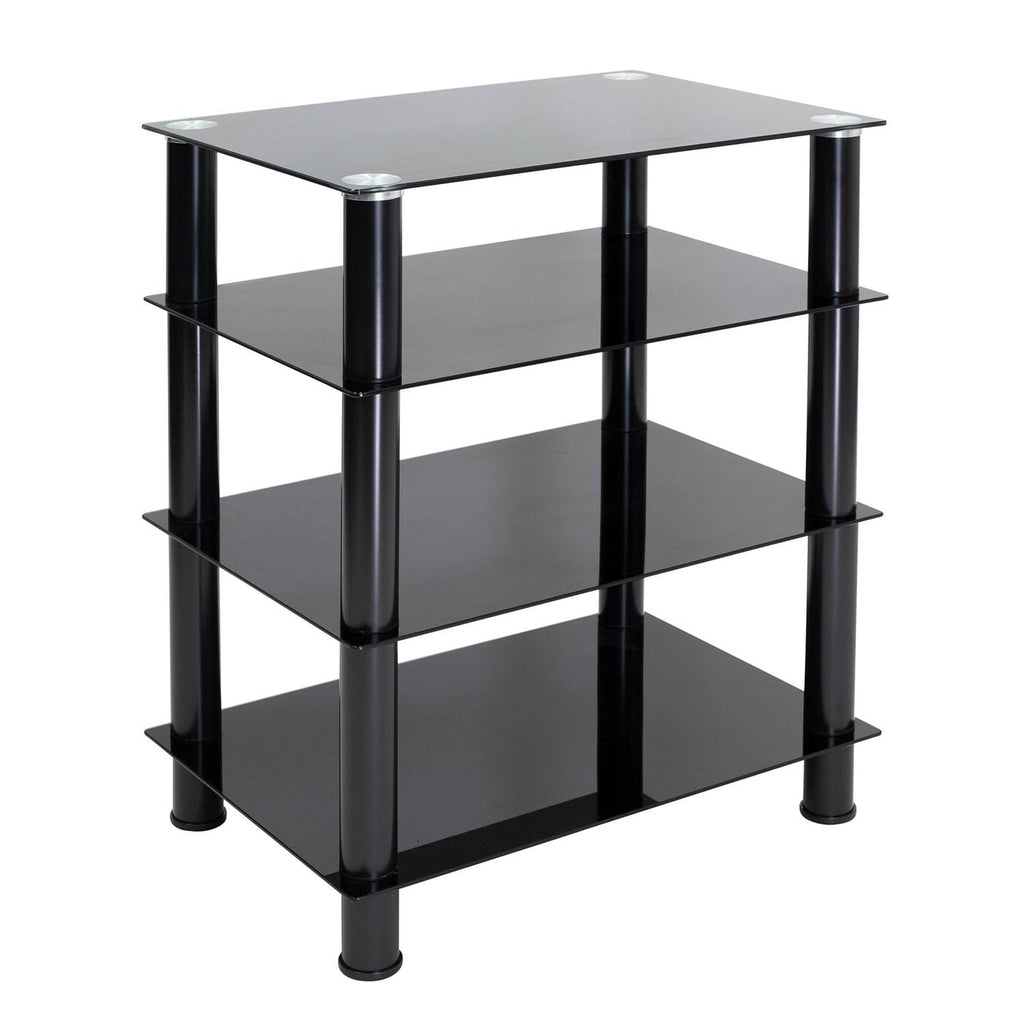 Tempered Glass 4-Tier Media Stand, Black Z15409