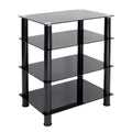 Tempered Glass 4-Tier Media Stand, Black Z15409