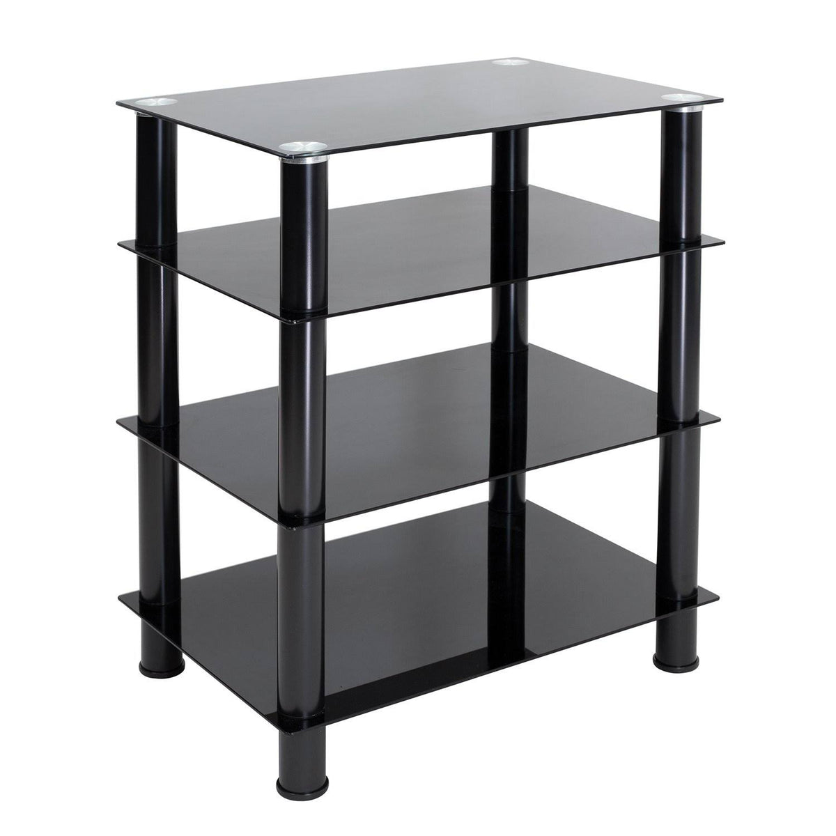 Tempered Glass 4-Tier Media Stand, Black Z15409