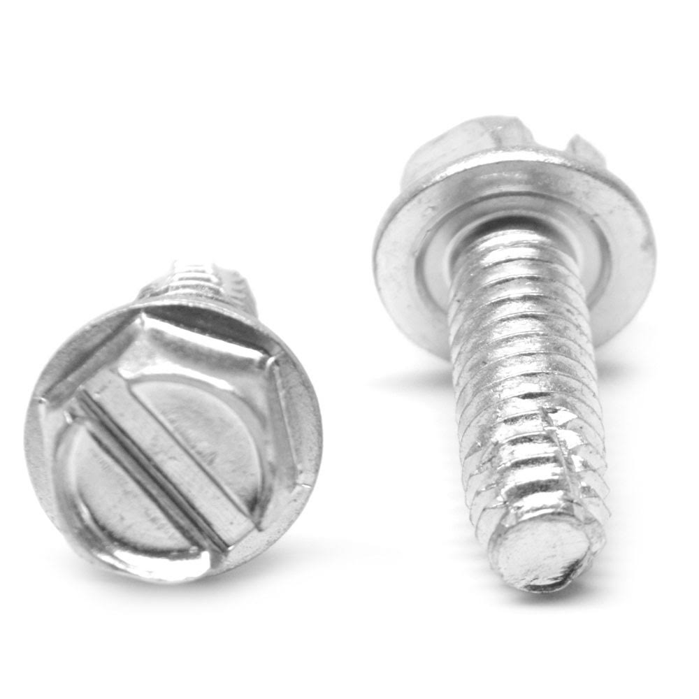 Coarse Thread Thread Cutting Screw Slotted Hex Washer Head Type F Low Carbon Steel Zinc Plated J15060