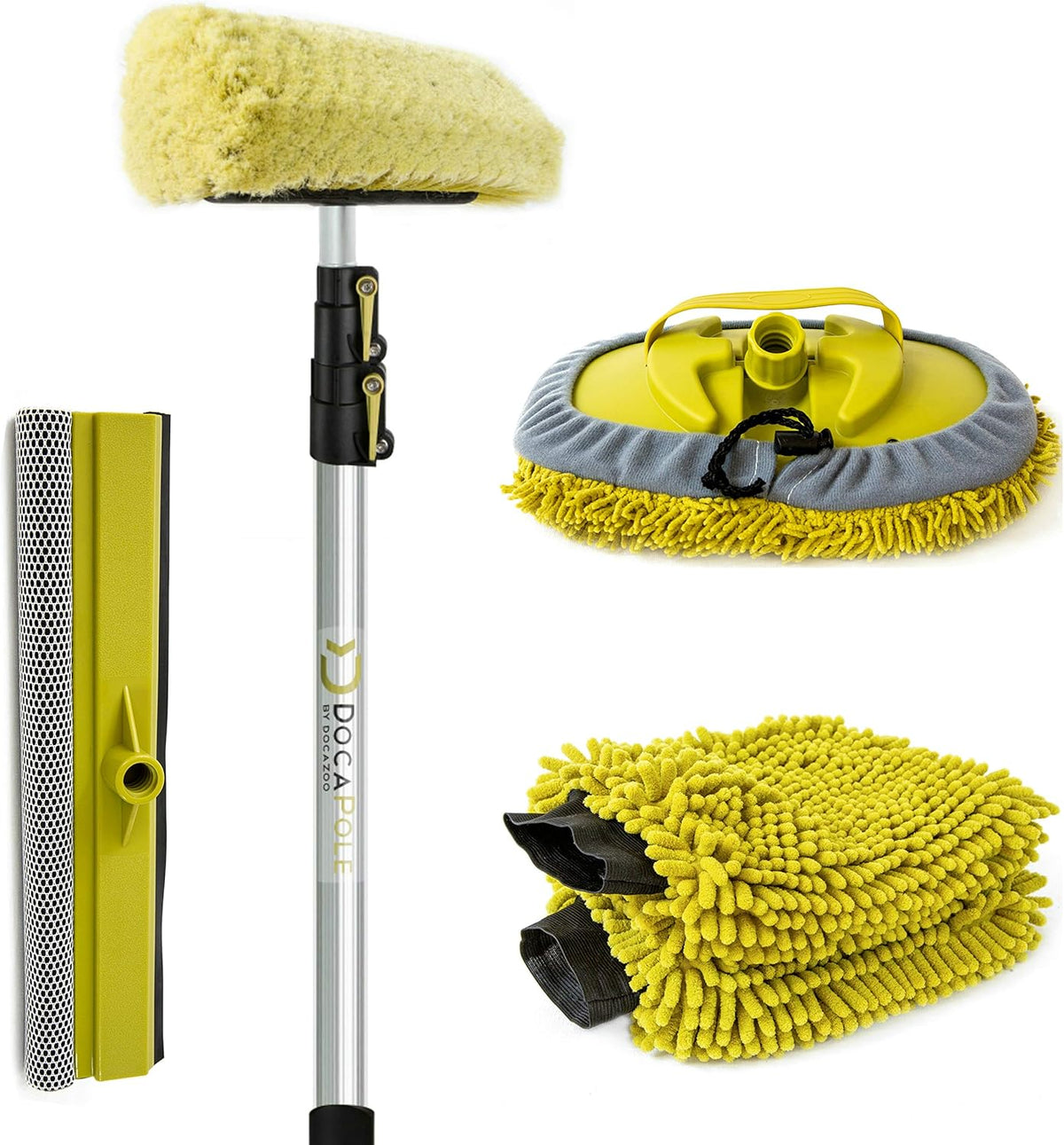 5-12 Foot Car Cleaning Kit with Soft Car Wash Brush, Car Squeegee, Car Wash Mitt, Microfiber Cleaning Head & Extension Pole N47685