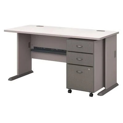 Pewter Desk with Mobile File Cabinet F1067