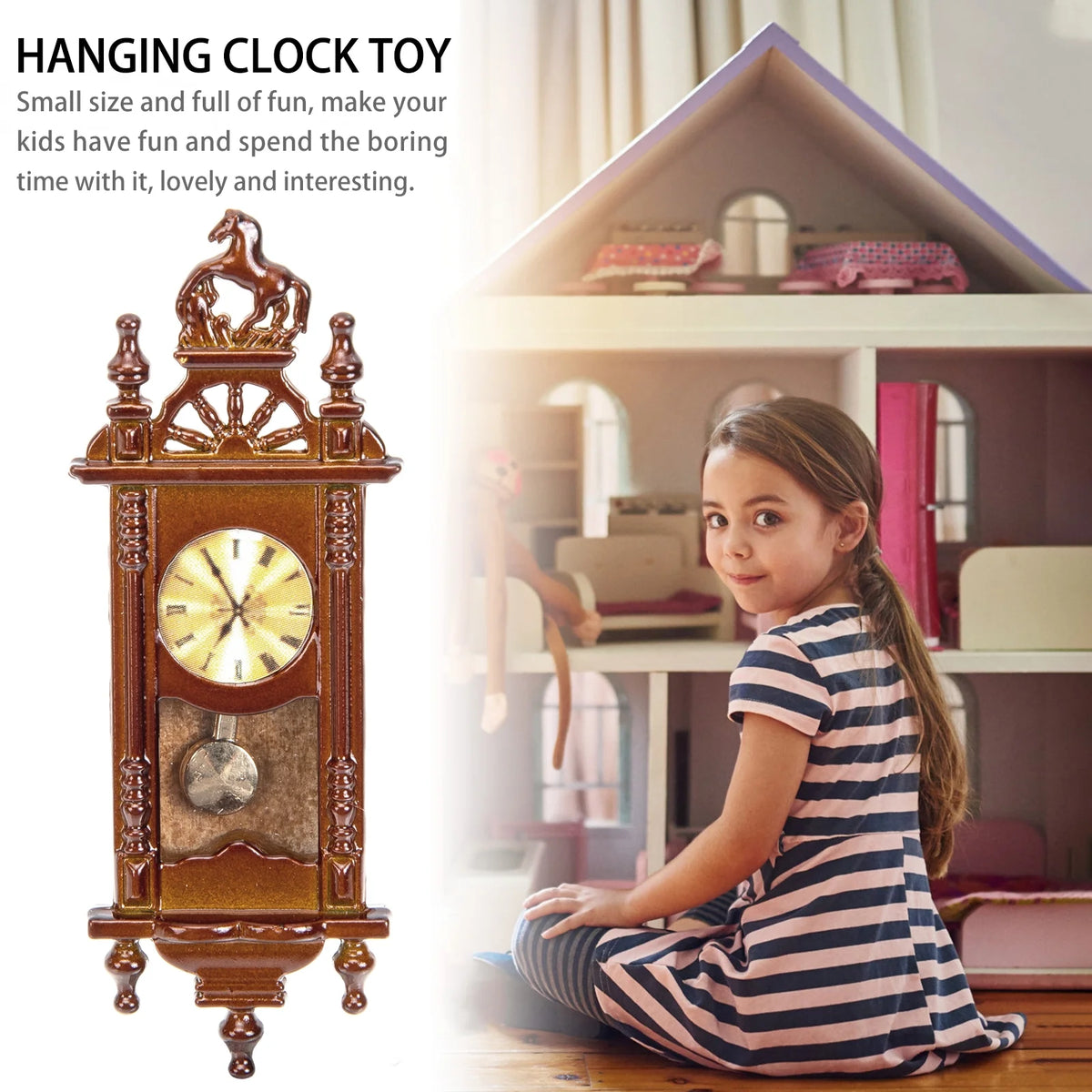 Metal Grandfather Clock Dollhouse Miniature W16305