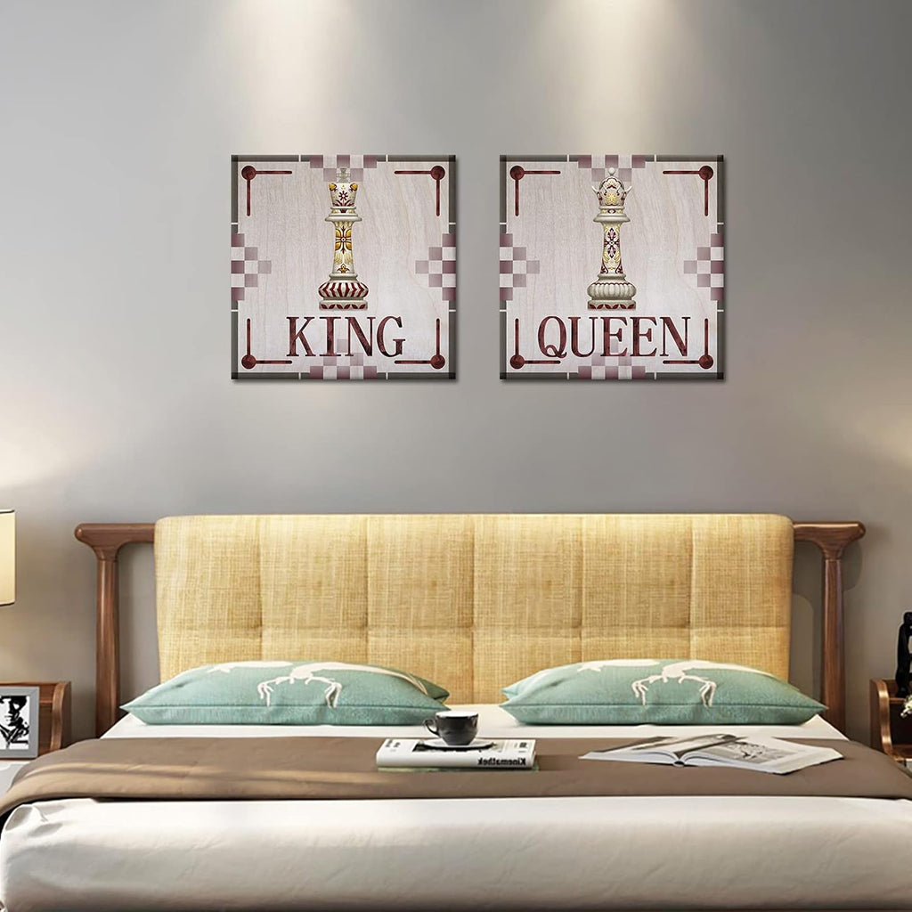 King and Queen of Chess Canvas Wall Art 24x24 Inch S473