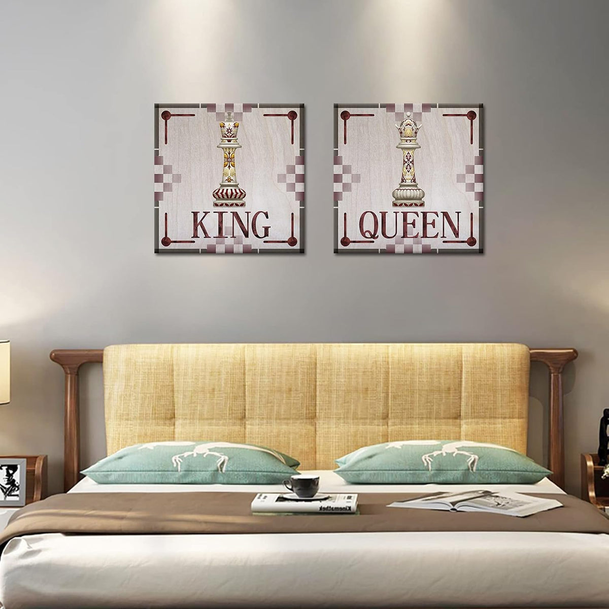King and Queen of Chess Canvas Wall Art 24x24 Inch S473