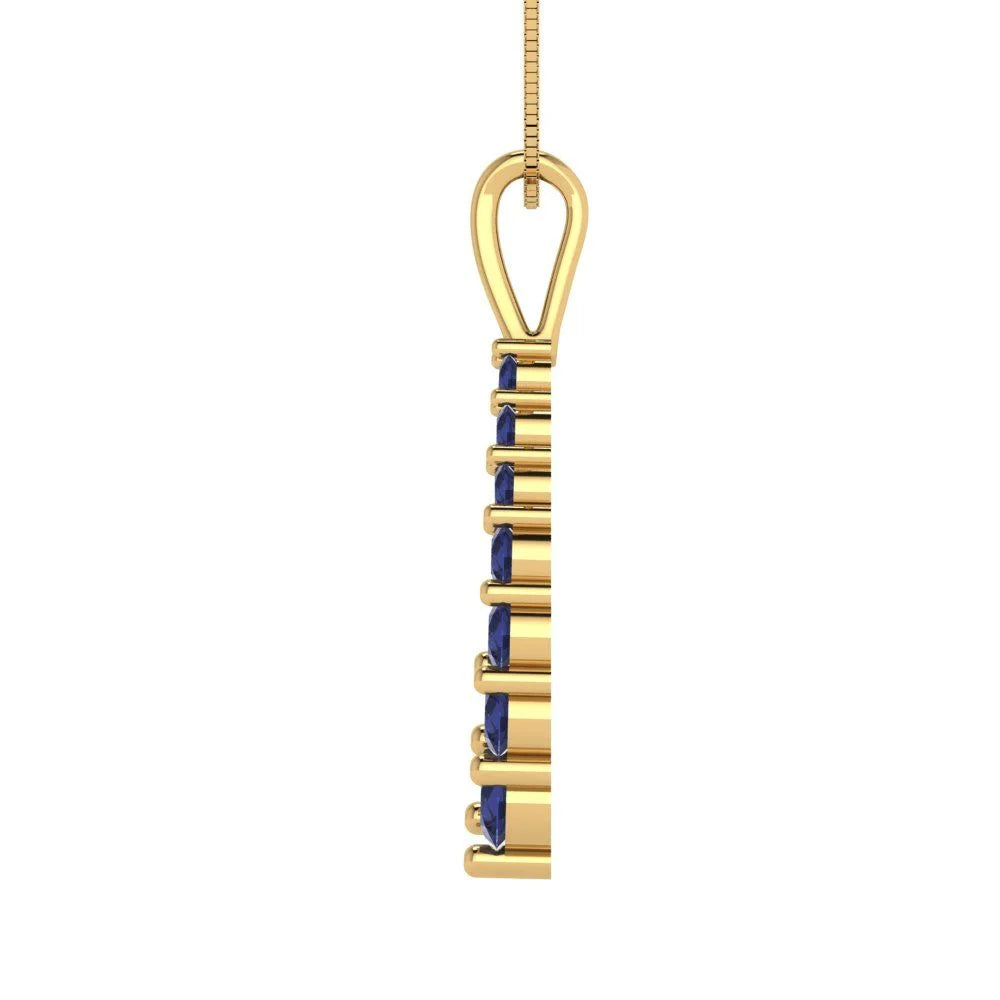 14k Yellow Gold Blue Sapphire Pendant with 18" Chain A566762