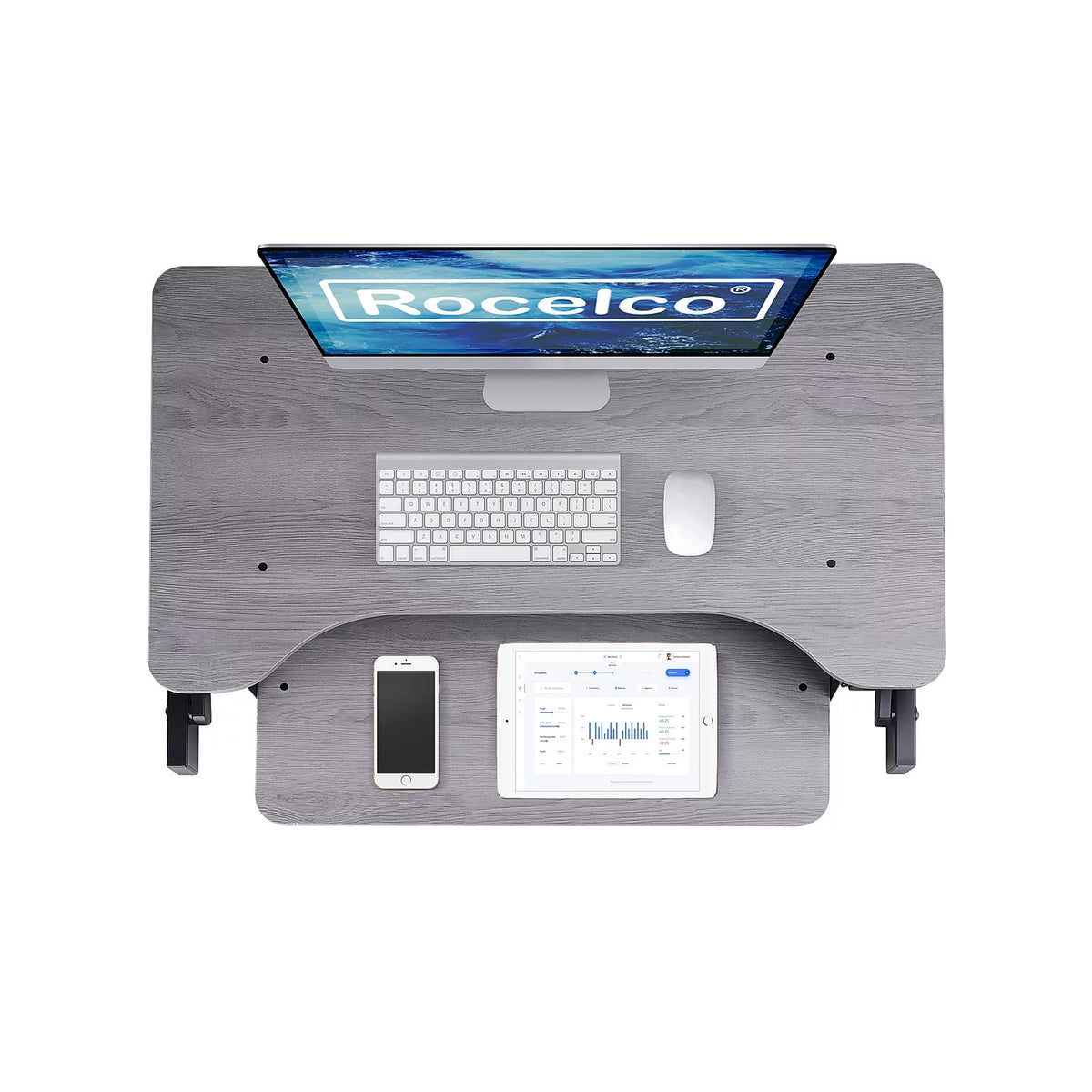 Gray Height Adjustable Standing Desk Converter T46842