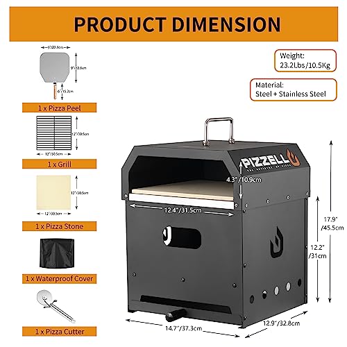 4 in 1 Wood Fired 2-Layer Detachable Outdoor Pizza Oven with Pizza Stone R534071