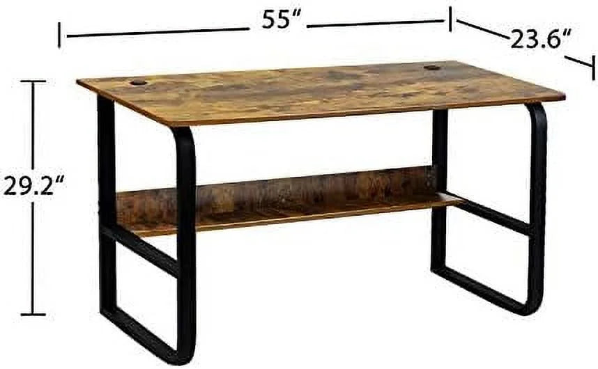 Computer Desk Home Office Work Station 55'' Rustic Wood Tone S55461