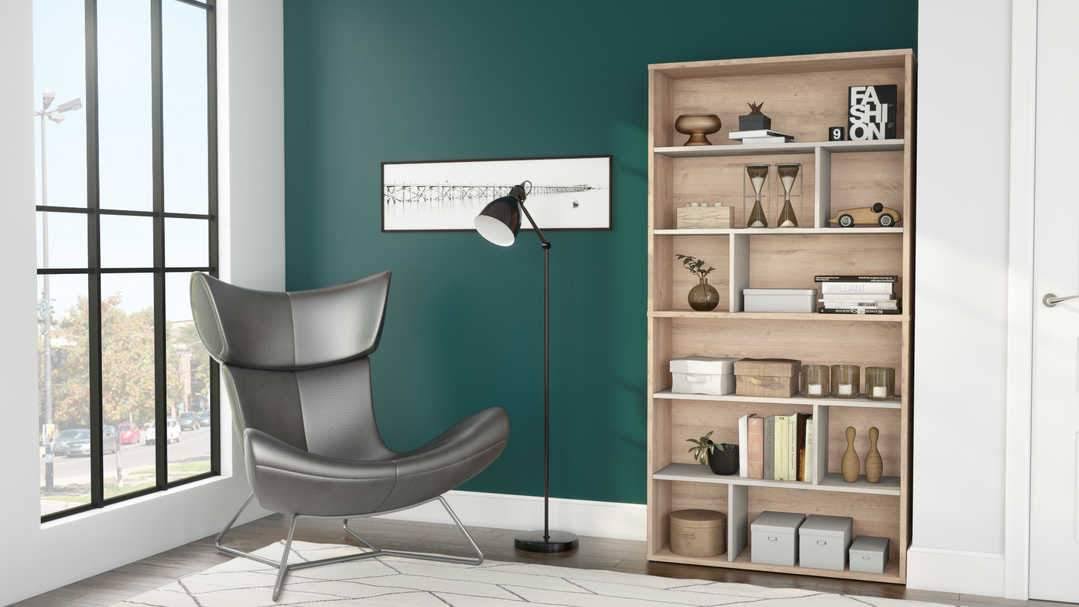 2-Piece Asymmetrical Shelving Unit Set in Rustic Brown u0026 Sandstone X739328