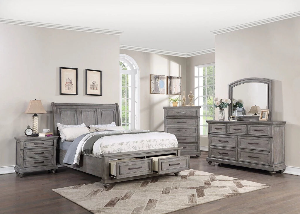 Contemporary Grey 6pc Queen Size Bedroom Furniture Set L800052