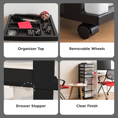 Black 10-Drawer Plastic Rolling Cart E638097
