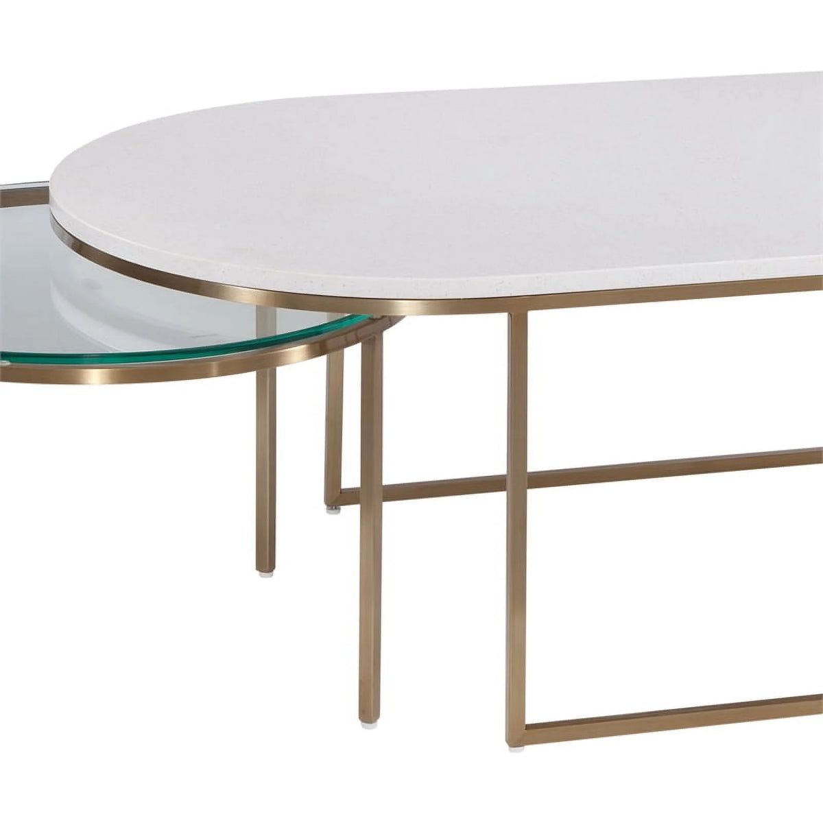Gold Metal and White Terrazzo Nesting Cocktail Table G506120